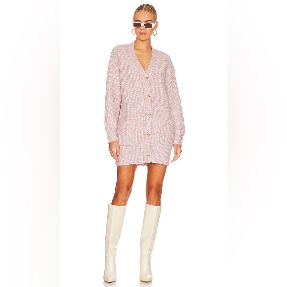 Tularosa Zelda Cardigan Dress in Pale Pink, size Small